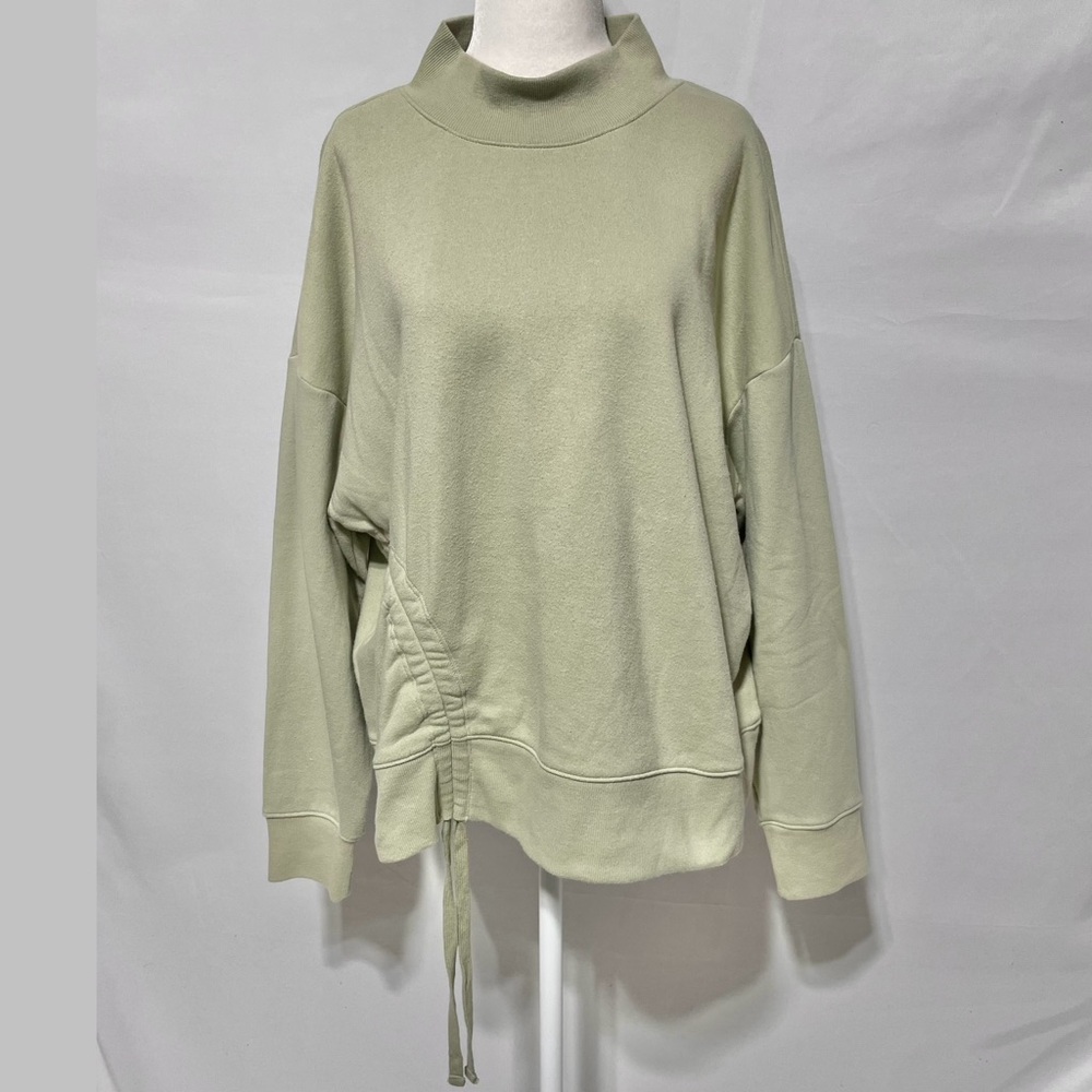 Knox Rose Ruched Side Long Sleeve Mock Neck Sweatshirt Light Green Size XXL - Picture 2 of 15